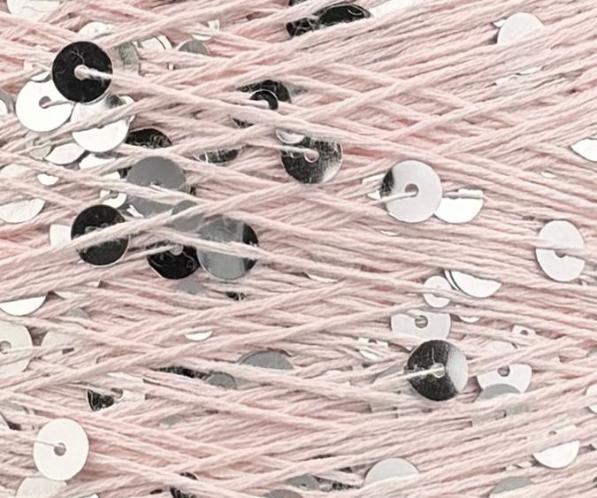 Art. Brillante 260 m / 100 g – cotone con maxi paillettes col. Rosa chiaro